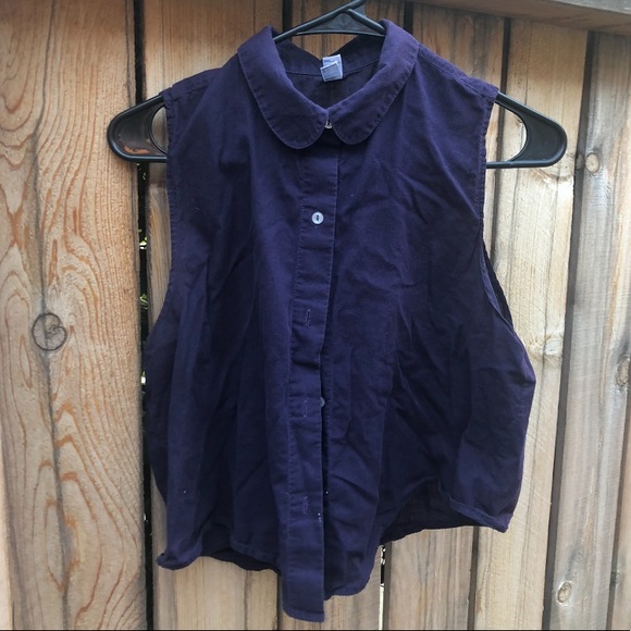 Navy blue collar button up - Picture 3 of 5